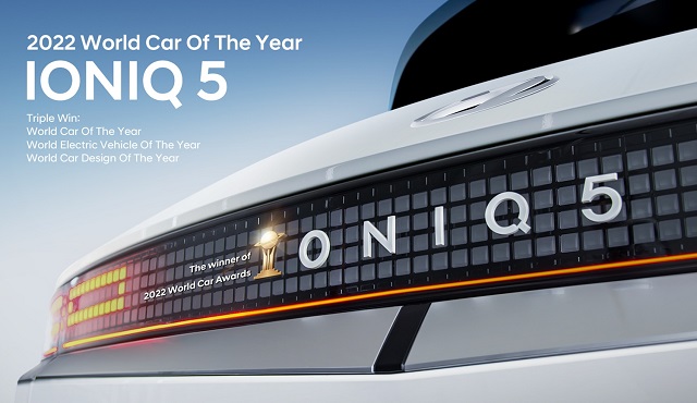 현대차 브랜드 첫 전용 전기차 아이오닉 5는 2022 세계 올해의 차에 선정되며 글로벌 전기차 시장에서 경쟁력을 입증했다. /현대차그룹 제공