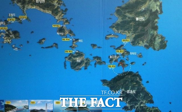 여수시 남면 월호도와 금오도를 잇는 금오대교 건설이 가시권에 들어왔다. /전남도동부본부 제공