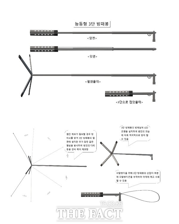 청주상당경찰서 수사과 지능범죄수사팀 소속 김태환 경장이 개발한 능동형 3단 방패봉 / 청주=이주현 기자.