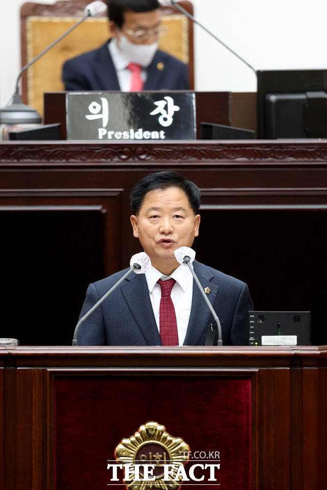 김종배 의원이 7일 열린 인천시의회 제283회 제1차 본회의에서 5분 발언 하고있다. 사진/인천시의회 제공