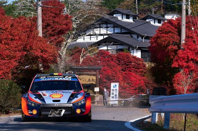 2022 월드랠리챔피언십 일본 랠리에 참가한 현대자동차 i20 N Rally1 하이브리드 경주차의 모습. /현대차 제공