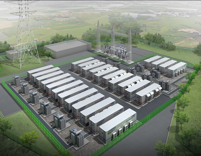 현대중공업그룹의 전력기기·에너지솔루션 계열사인 현대일렉트릭이 한국전력공사(한전)의 신남원 변전소에 총 2097억 원 규모의 에너지저장장치(ESS) 공급 계약을 체결했다. 사진은 지난해 9월 한전으로부터 수주한 제주 금악 변전소에 공급되는 공공 ESS 장치의 조감도. /현대일렉트릭 제공