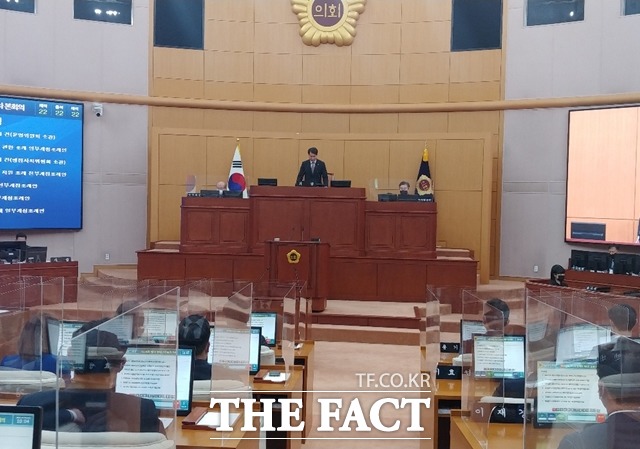 16일 대전시의회 본회의장에서 제268회 제2차 정례회 제4차 본회의를 열리고 있다. / 대전=라안일 기자