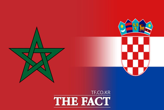 모로코와 크로아티아가 18일 2022 FIFA 카타르 월드컵 3위 결정전에서 맞대결한다. 사진은 모로코 국기(왼쪽)와 크로아티아 국기. /이상빈 기자