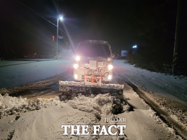 도로면 제설작업 현장/해남군 제공