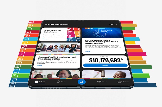 삼성전자의 갤럭시 스마트폰의 지속가능 애플리케이션 삼성 글로벌 골즈를 통한 기부금이 누적 1000만 달러를 넘어선 것으로 나타났다. /삼성전자 제공