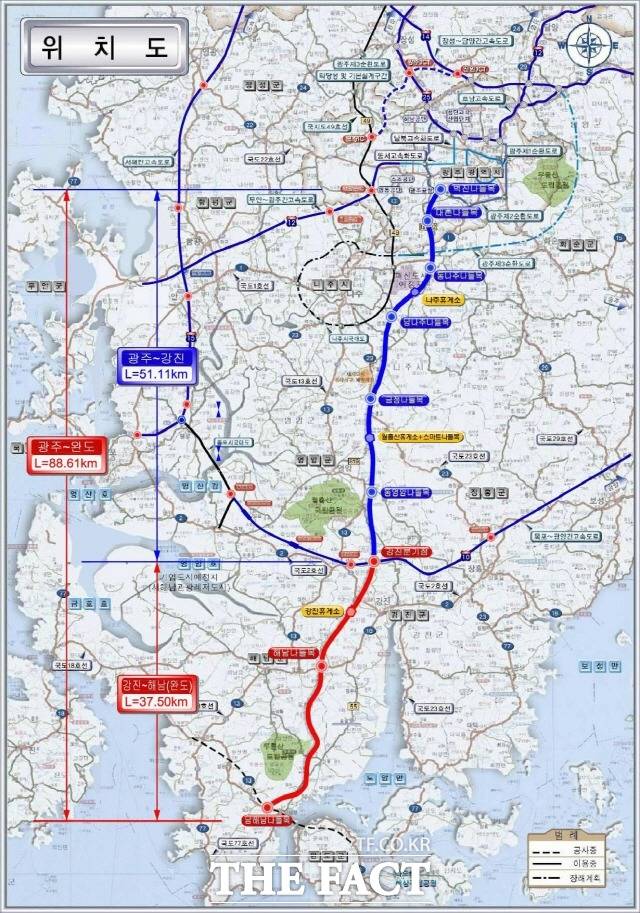 광주~완도 간 고속도로 위치도/완도군 제공