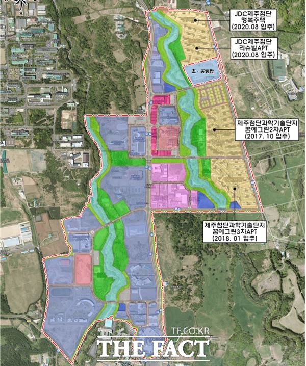 제주 첨단과학기술단지 내 초·중 통합학교 신설 예정 위치도.