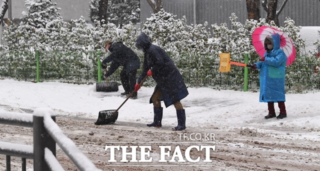 15일 오전 강원도 전 지역에서 대설특보가 발효 중인 가운데 눈과 비가 계속 내리고 있다. /이새롬 기자
