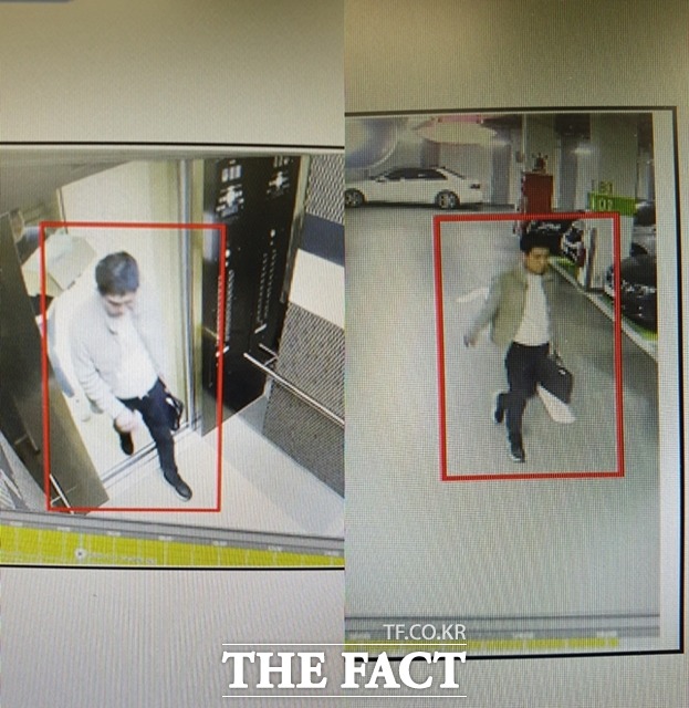 김봉현 전 스타모빌리티 회장이 도주 당일 자택을 나서는 모습이 CCTV에 포착됐다. /남부지검 제공