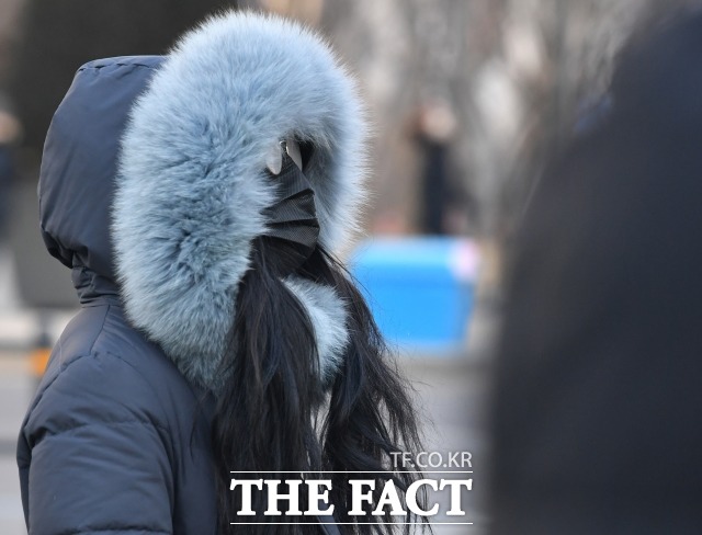 설 연휴가 끝난 25일 오전 서울 종로구 광화문 일대의 시민이 강추위로 몸을 잔뜩 웅크린 채 거리를 걷고 있다. /박헌우 기자