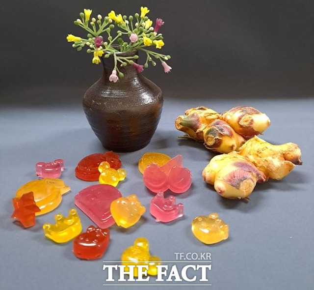 충남도가 생강 착즙박을 활용한 젤리를 선보였다. / 충남도 제공