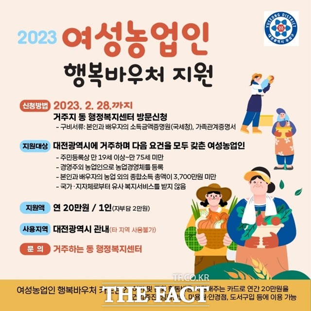 대전 유성구 여성농업인 행복바우처 지원사업 홍보물. / 유성구 제공