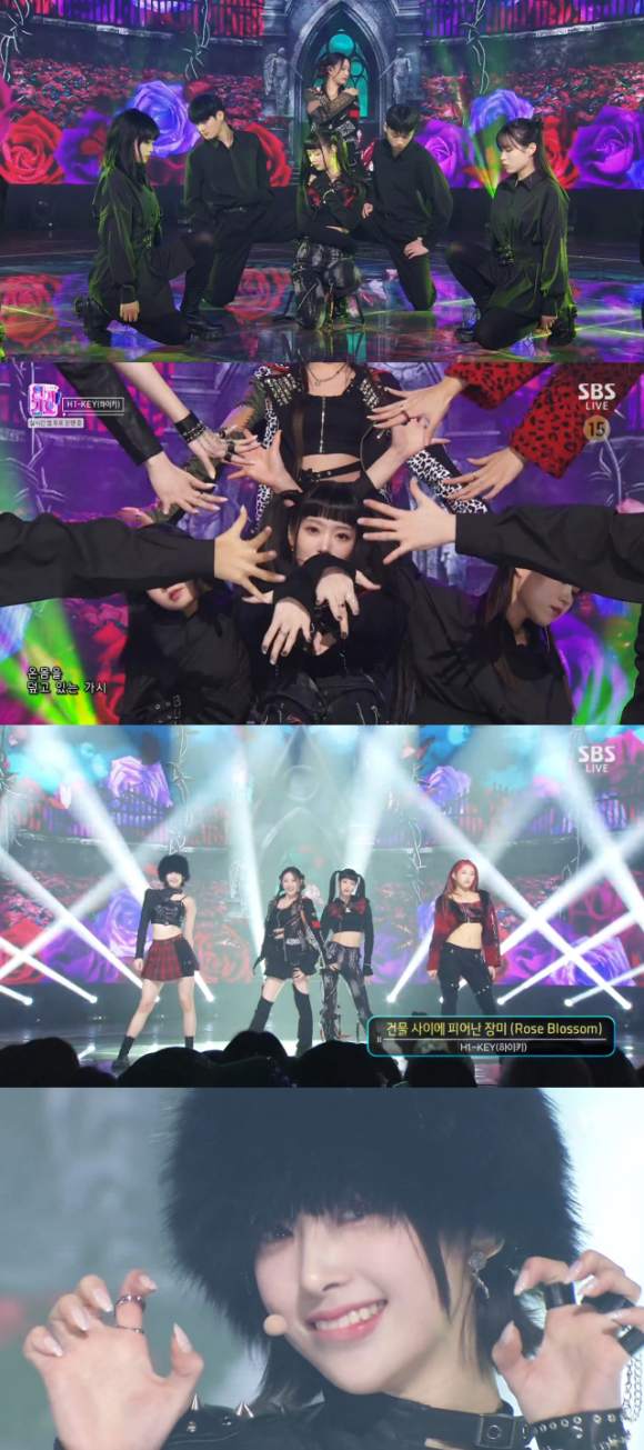 그룹 하이키가 SBS 음악프로그램 인기가요를 장밋빛으로 물들였다. /SBS 방송화면 캡처