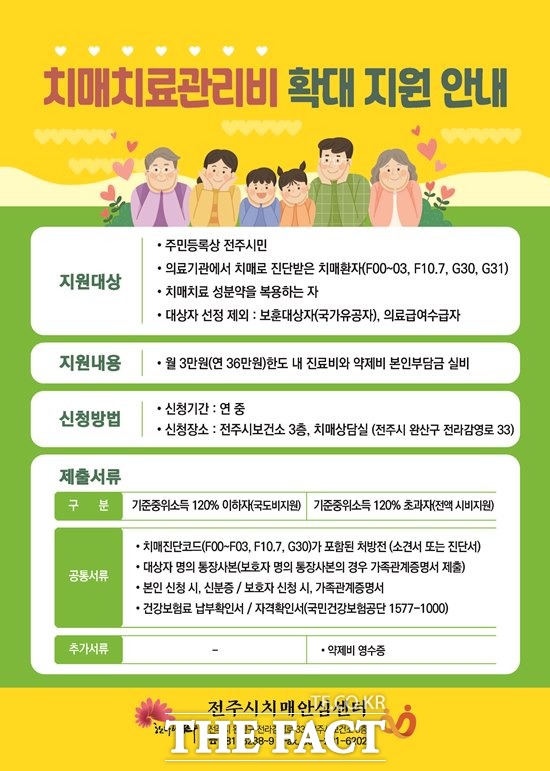 전주시 치매치료관리비 지원 확대 관련 포스터. /전주시