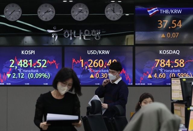 한국거래소에 따르면 9일 코스피 지수는 전 거래일 대비 0.09%(2.12포인트) 내린 2481.52로 거래를 마감했다. /뉴시스