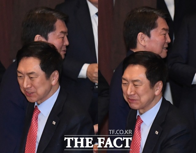 국민의힘 전당대회 당 대표 후보 안철수 의원이 김기현 의원의 경쟁이 과열 양상을 보이고 있다. 이번엔 대통령 탄핵 발언이 도마에 올랐다. 지난 8일 국회 본회의장에서 서로 눈 빛도 마주치지 않은 두 후보. /이새롬 기자