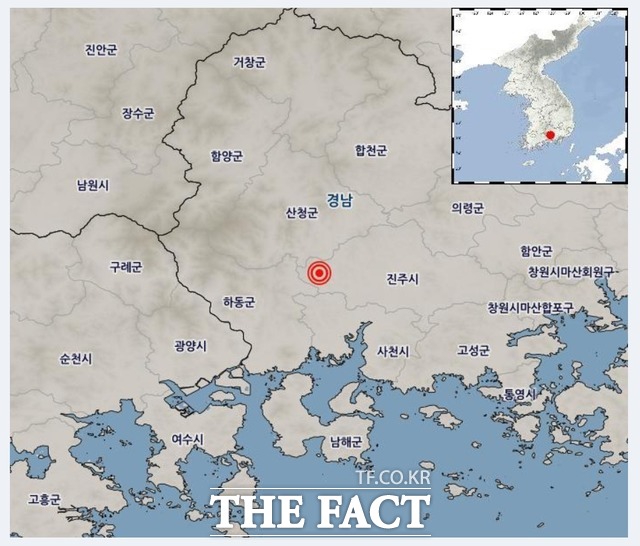 3일 오전 11시 26분쯤 경상남도 진주시에서 규모 3.0의 지진이 발생했다. /기상청
