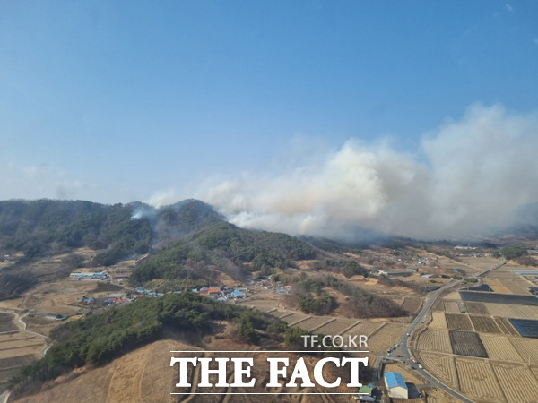 8일 오후 2시 8분쯤 부여군 옥산면 홍연리에서 발생한 산불./산림청