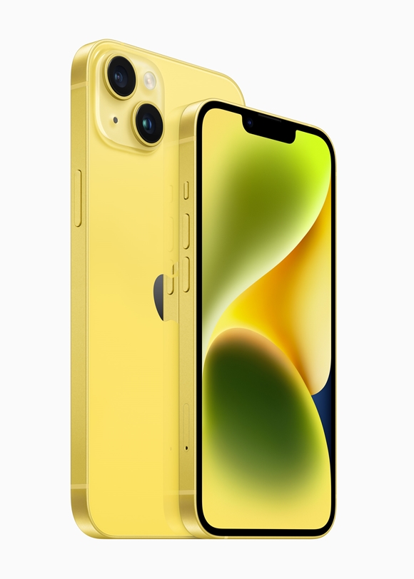 애플이 오는 3월 10일부터 아이폰14와 아이폰14 플러스에 옐로(노란색) 색상 제품 판매를 시작한다. 애플이 노란색 계통의 아이폰을 출시한 것은 지난 2019년 이후 4년 만이다. /애플