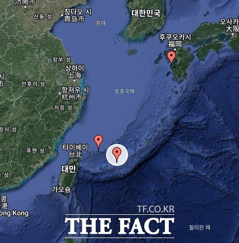 일본이 12식 지대함 미사일을 배치한 섬의 위치(사진 가운데 동그라미). /구글