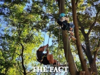  “청주 옥화자연휴양림에서 트리클라이밍 즐기세요”