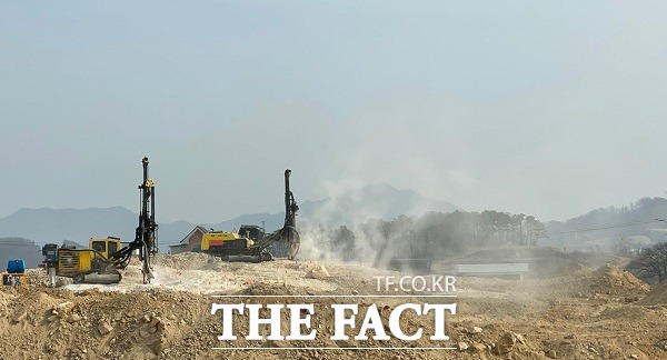 비산먼지 발생 현장 모습. /옥천군.