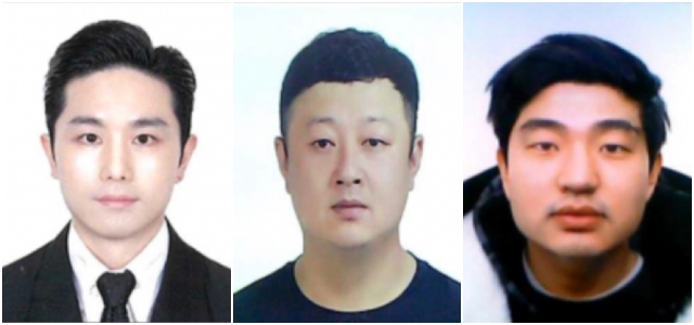 강남 납치·살해 사건을 수사하는 경찰이 구속된 피의자 신상을 지난 5일 공개했다. 왼쪽부터 이경우(35)와 황대한(35), 연지호(29). /서울경찰청 제공
