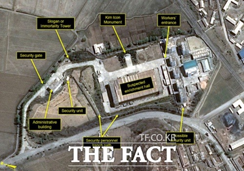 2018년 4월 촬영된 북한의 강선 우라늄 농축시설 위성 사진. /디지털글로브