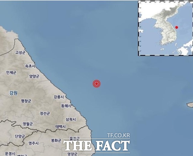 25일 오후 3시 55분께 강원도 동해시 북동쪽 50㎞ 인근 해역에서 규모 3.5의 지진이 발생했다. /기상청