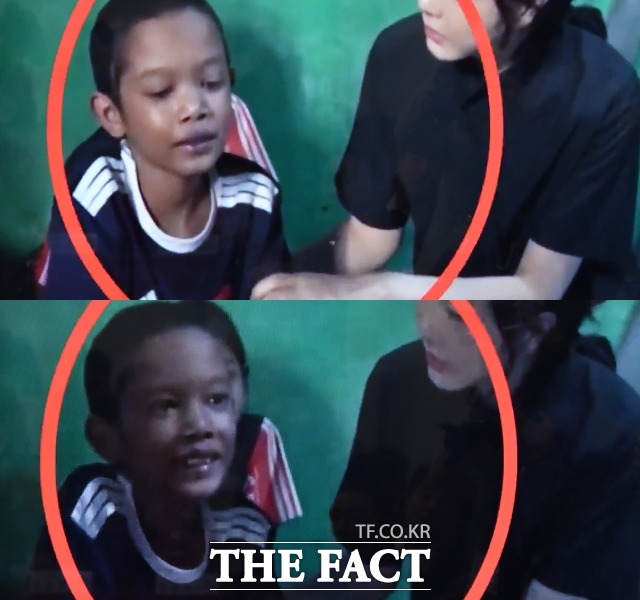 이날 장 최고위원이 공개한 영상에서 빨간 동그라미 친 환아의 얼굴이 밝아졌다 어두워져 보이고 있다.