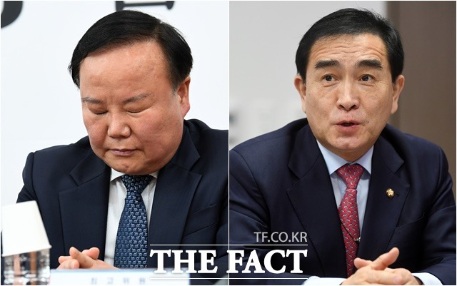 황정근 국민의힘 중앙당 윤리위원장은 1일 여의도 국민의힘 중앙당사에서 오전 10시부터 2시간가량 윤리위 첫 회의를 열고 5·18과 제주 4·3 실언 논란을 빚은 김재원·태영호(오른쪽) 최고위원에 대한 징계 절차를 개시를 결정했다고 밝혔다. /남용희·임영무 기자