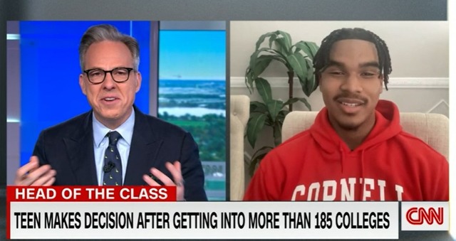 미국의 대학 185곳에 합격해 화제가 된 고등학생이 코넬 대학을 택했다. /CNN 영상 캡처