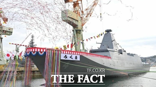 지난 3월7일 일본해상자위대에 인도돼 취역식을 가진 모가미급 신형 호위함 4번함 미쿠마함. /해상자위대 트위터