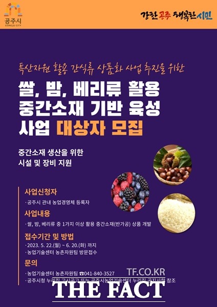 공주시는 중간소재 기반 육성을 위한 사업자를 모집한다./공주시