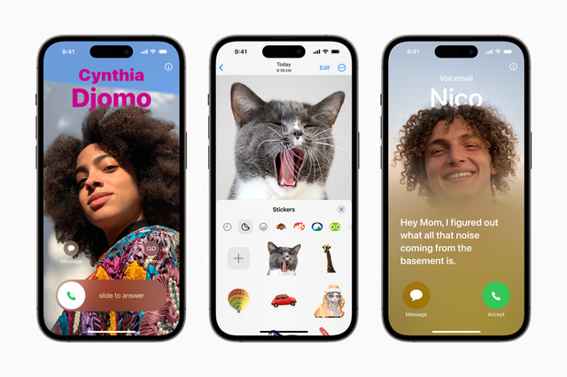 iOS 17은 연락처 포스터, 새로운 스티커 경험, 실시간 음성 메시지 등으로 커뮤니케이션 경험을 업그레이드 한 것이 특징이다. /애플