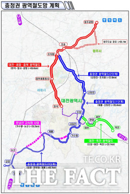 충청권 광역철도망 계획도. / 대전시