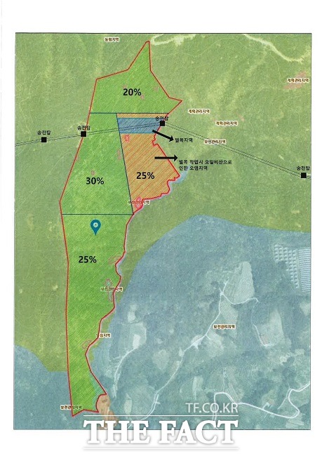 한전의 영덕군 지품면 삼화리 산 30-18번지 송전 철탑아래 수목제거 도면/안동=이민 기자