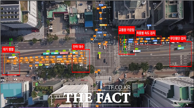 서울시가 실시간 교통상황 관리와 혼잡 개선을 위한 드론 활용 교통관리시스템 구축을 추진한다. 교차로 분석영상. /서울시