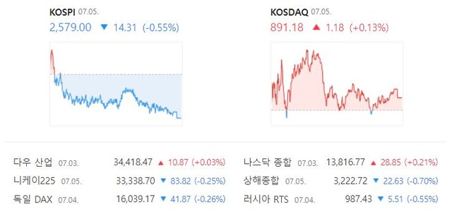 코스닥 지수는 전 거래일보다 0.13%(1.18포인트) 오른 891.18로 거래를 마감했다. /네이버 증권정보 캡처