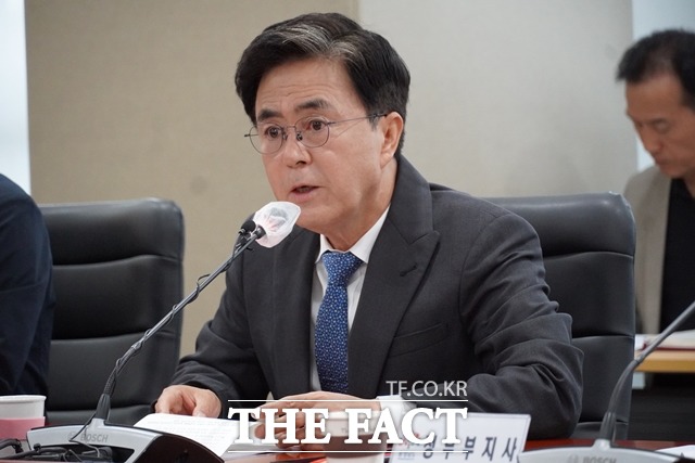 김태흠 충남지사가 후쿠시마 오염수 방류에 반대 목소리를 내는 유승민 전 의원을 비판했다. / 내포 = 김아영 기자