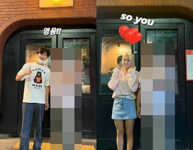 가수 임영웅(왼쪽)과 소유의 열애설은 제주의 한 식당 관계자가 올린 식당 방문 인증 사진으로 인해 불거졌다. /온라인 커뮤니티 캡처