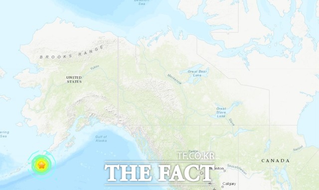 미국지질조사국(USGS)은 15일(현지시간) 알래스카 주 인근 해역에서 규모 7.2 강진이 발생했다고 밝혔다. /미국지질조사국(USGS) 홈페이지 캡쳐 /미국지질조사국(USGS) 홈페이지 캡쳐