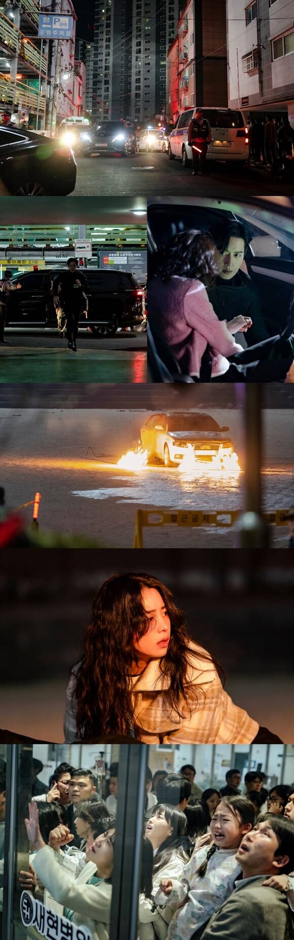 SBS 새 목요드라마 국민사형투표 제작진은 도시의 어둠을 밝히는 자동차들의 플래시, 무리를 이룬 채 곳곳에 배치된 경찰의 모습 등 촬영 현장 스틸을 공개했다. /SBS
