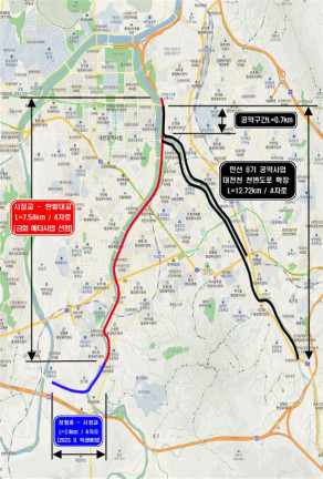 대전 사정교~한밭대교 도로 개설 사업이 예타 대상으로 선정됐다. / 대전시