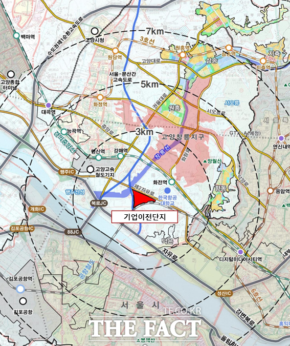 고양 현천 기업이전부지 토지거래허가구역 위치도./경기도