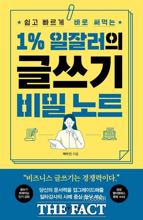 신간 1% 일잘러의 글쓰기 비밀 노트. 백우진 지음, 출판사 세이코리아, 352쪽, 1만9800원.