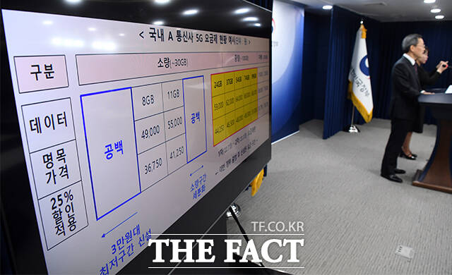 이종호 과학기술정보통신부 장관(오른쪽)이 8일 오후 서울 종로구 정부서울청사 브리핑룸에서 통신비 부담 완화 방안에 대해 브리핑하고 있다./임영무 기자