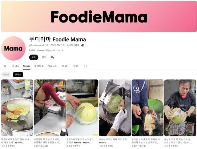 채널 푸디마마는 한국의 재래시장 먹거리와 아시아 국가들의 길거리 음식을 주요 콘텐츠로 빠르게 성장했다. /푸디마마 채널 캡처