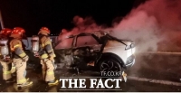  상주영덕고속도로서 전기차-18t 덤프트럭 추돌 화재…1명 부상